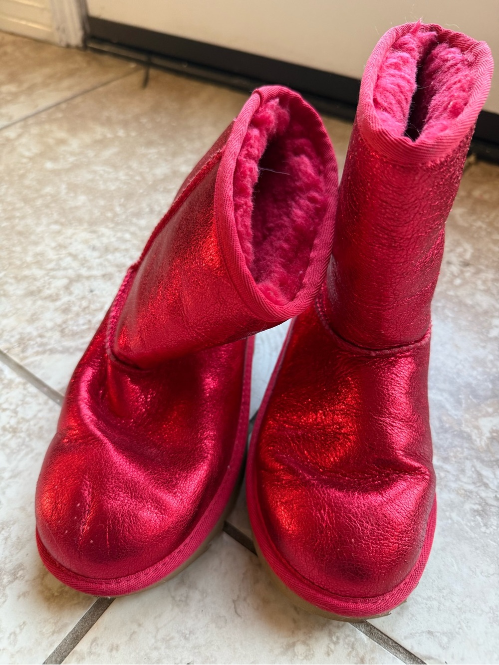 UGG Metallic Red Kids' Classic Short Boots
